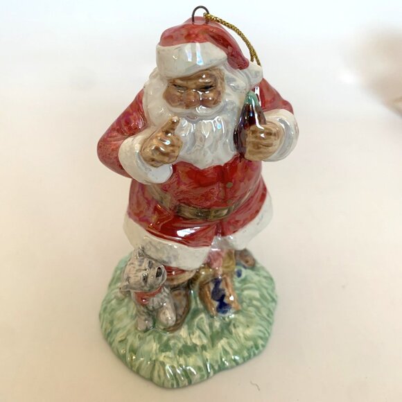 4 Coca-Cola Pearlescent Porcelain Xmas Ornaments 3 Santa 1 Polar Bear Vintage - Picture 2 of 15
